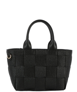 Fashion Woven Top Handle Tote Bag HGE-0156 BLACK